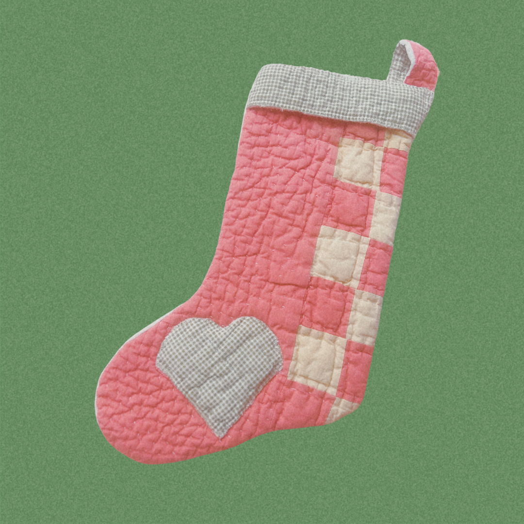 Patchwork Pink Checkered Heart Stocking