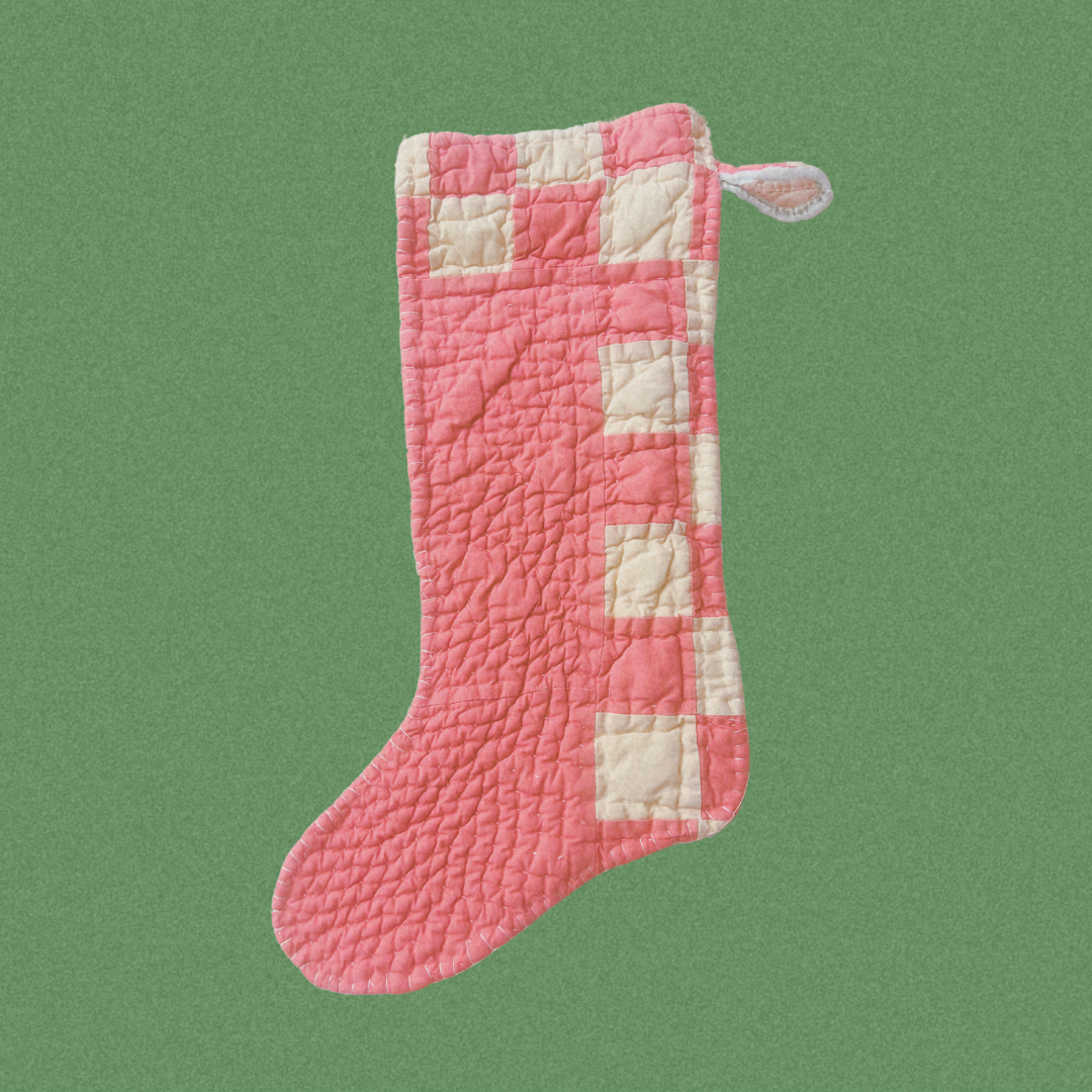 Pink Checkered Patchwork Stocking