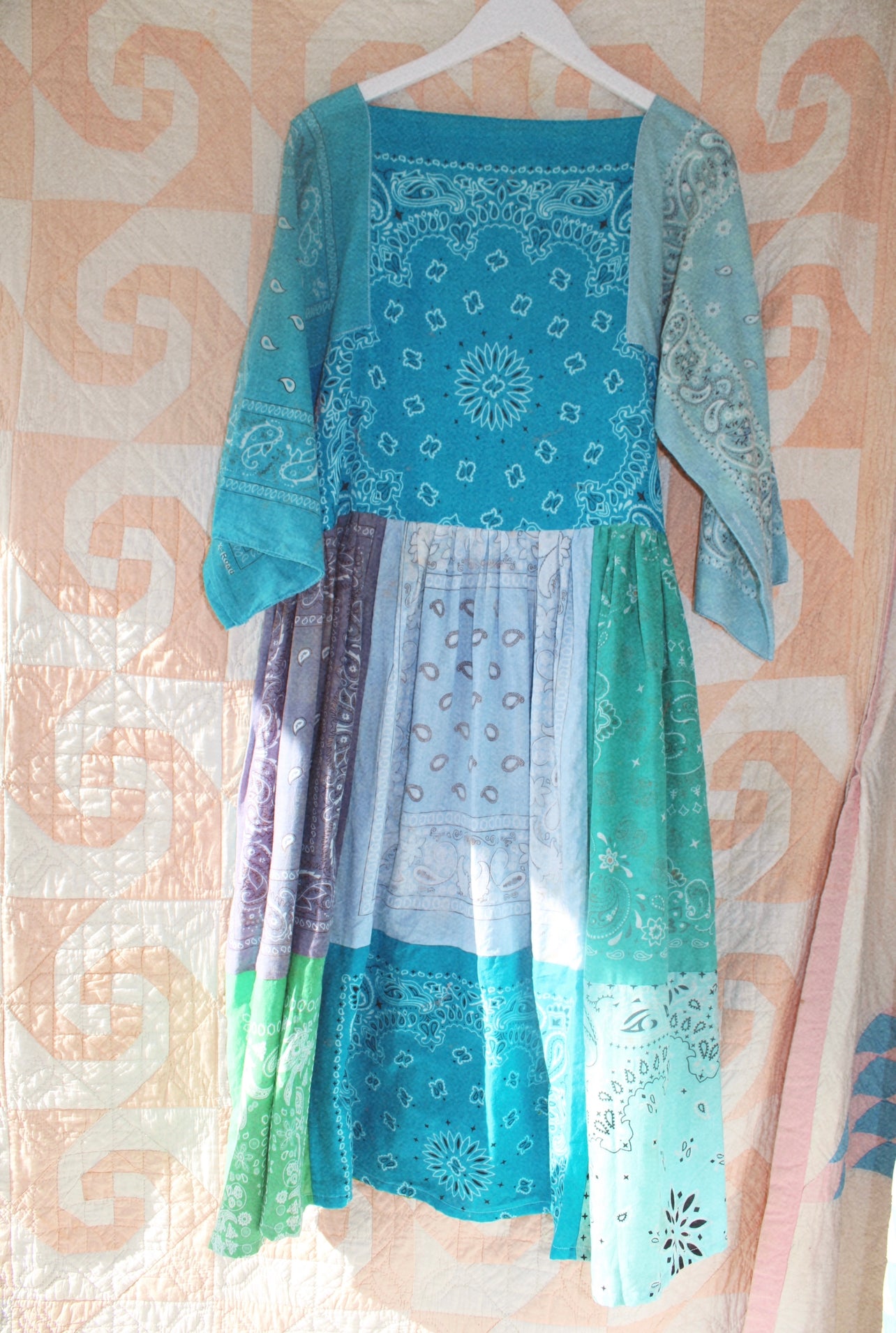Handmade Patchwork Bandana Maxi Dress