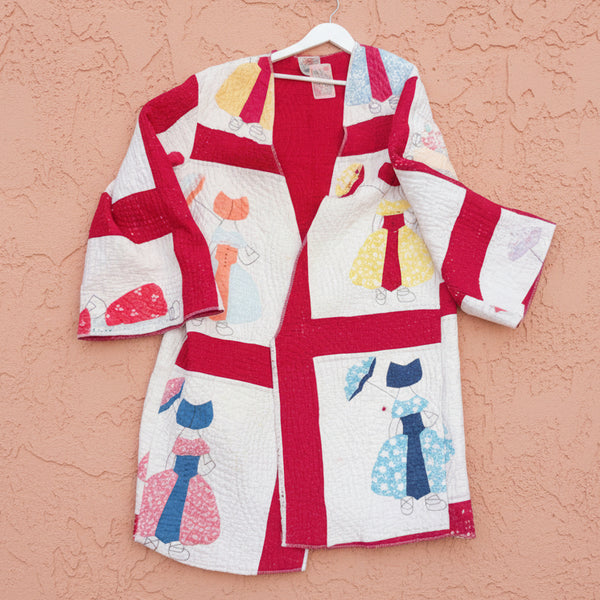 Daisy Palomino Bell Sleeve Sunbonnet Patchwork Quilt Coat Duster • “Bo