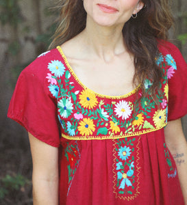 “Esmeralda” Vintage handmade Oaxaca Embroidered Dress