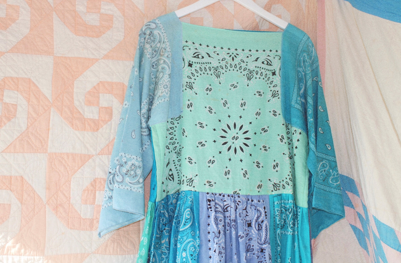 Handmade Patchwork Bandana Maxi Dress