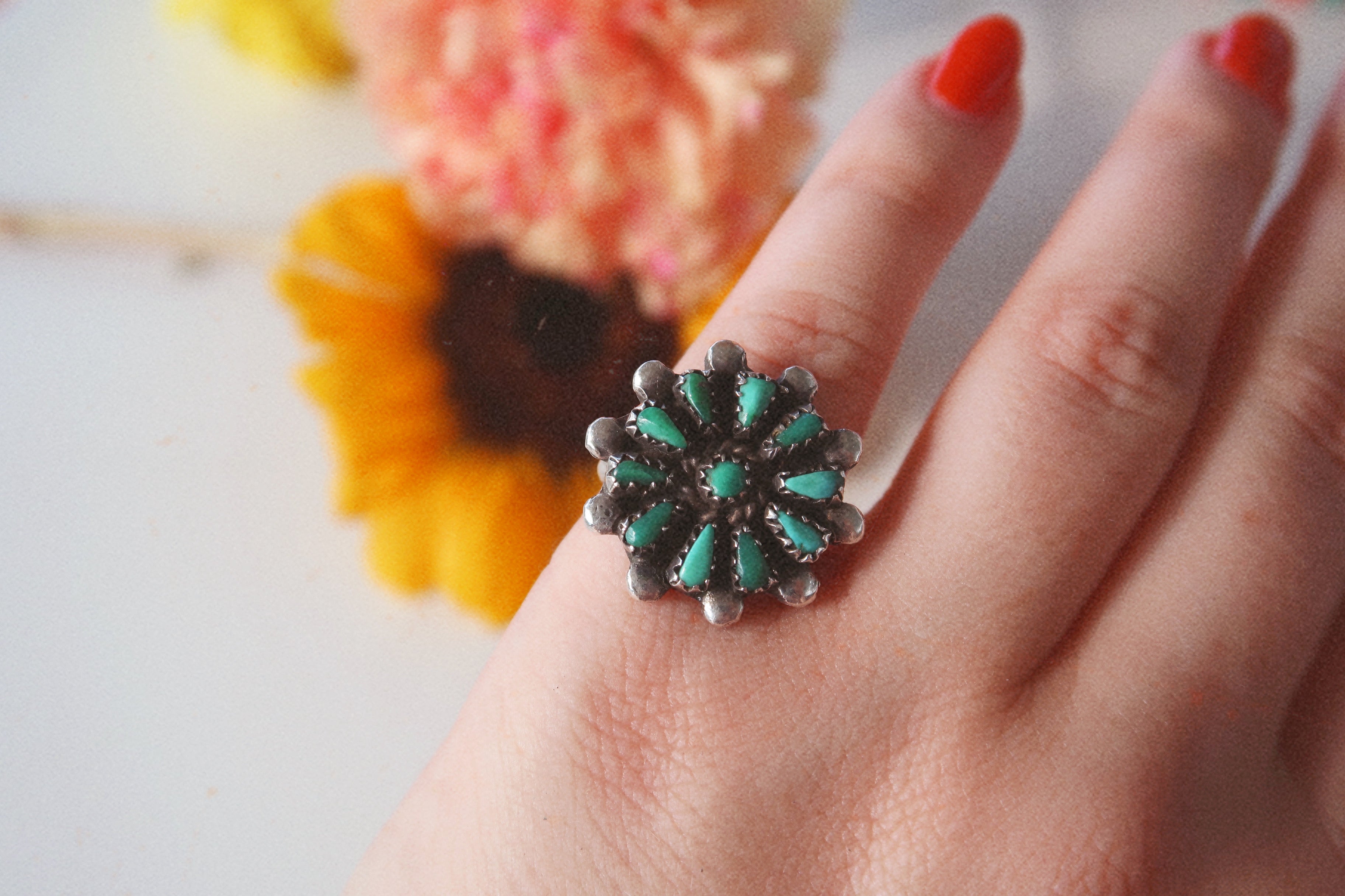 1960’s Zuni Pinwheel Turquoise & Sterling Ring