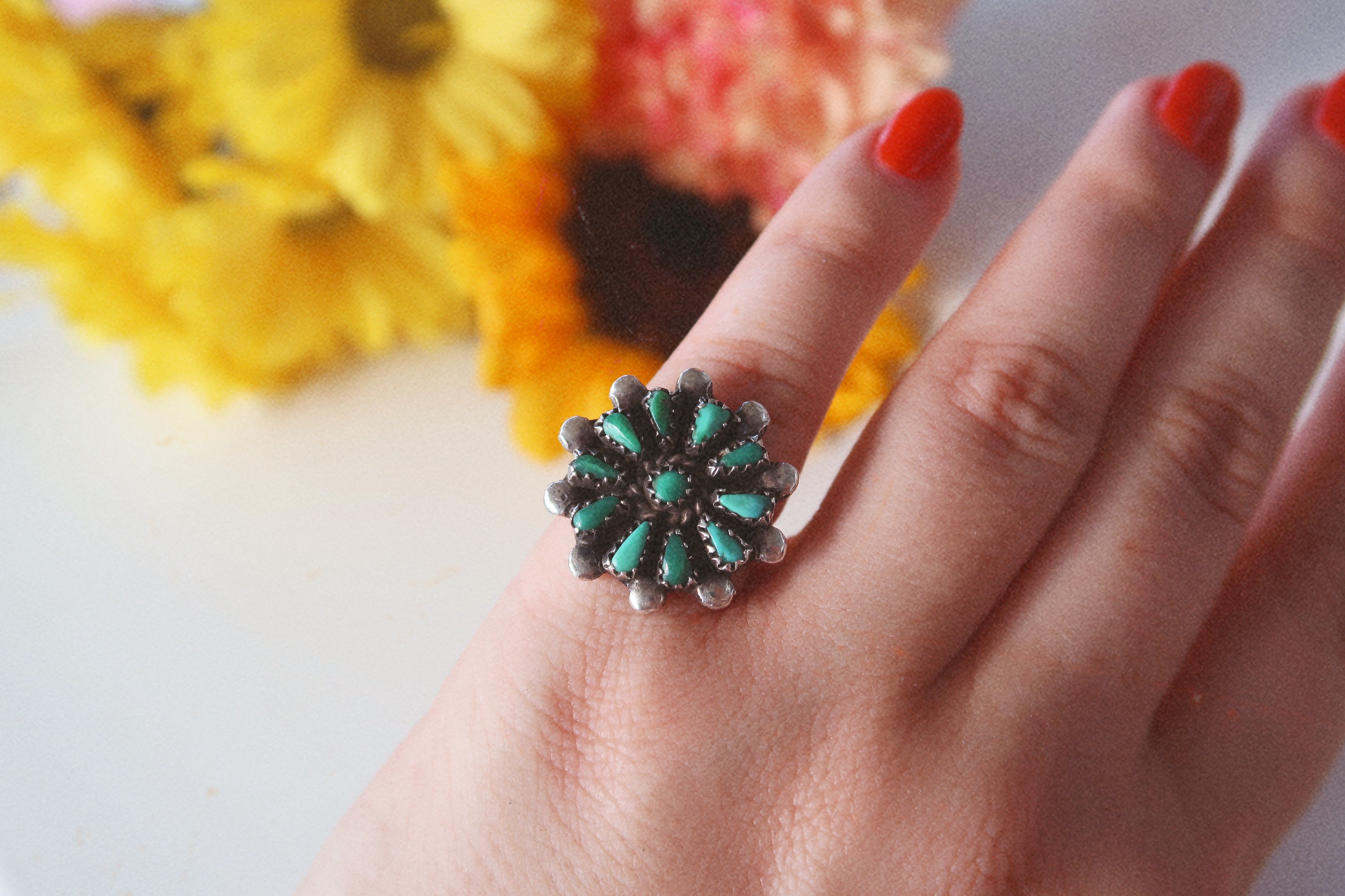 1960’s Zuni Pinwheel Turquoise & Sterling Ring