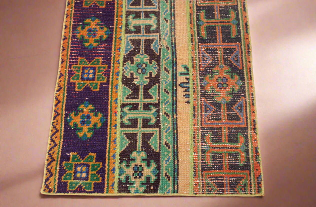 Beachwood Canyon Vintage Patchwork Oushak Runner Rug •2 x 6.4ft