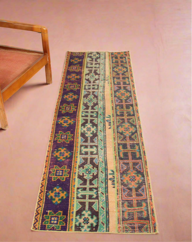 Beachwood Canyon Vintage Patchwork Oushak Runner Rug •2 x 6.4ft