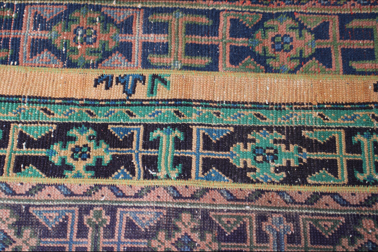 "Laurel Canyon"  Vintage Patchwork Oushak Runner Rug •2 x 6.2ft