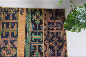 "Laurel Canyon"  Vintage Patchwork Oushak Runner Rug •2 x 6.2ft