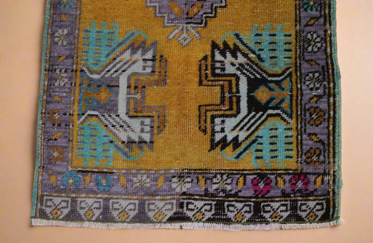 "Goldie" Vintage Oushak Rug •1.6 x 3.1 ft